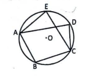 Circle with center O and cyclic quadrilaterals ABCD and ABCE